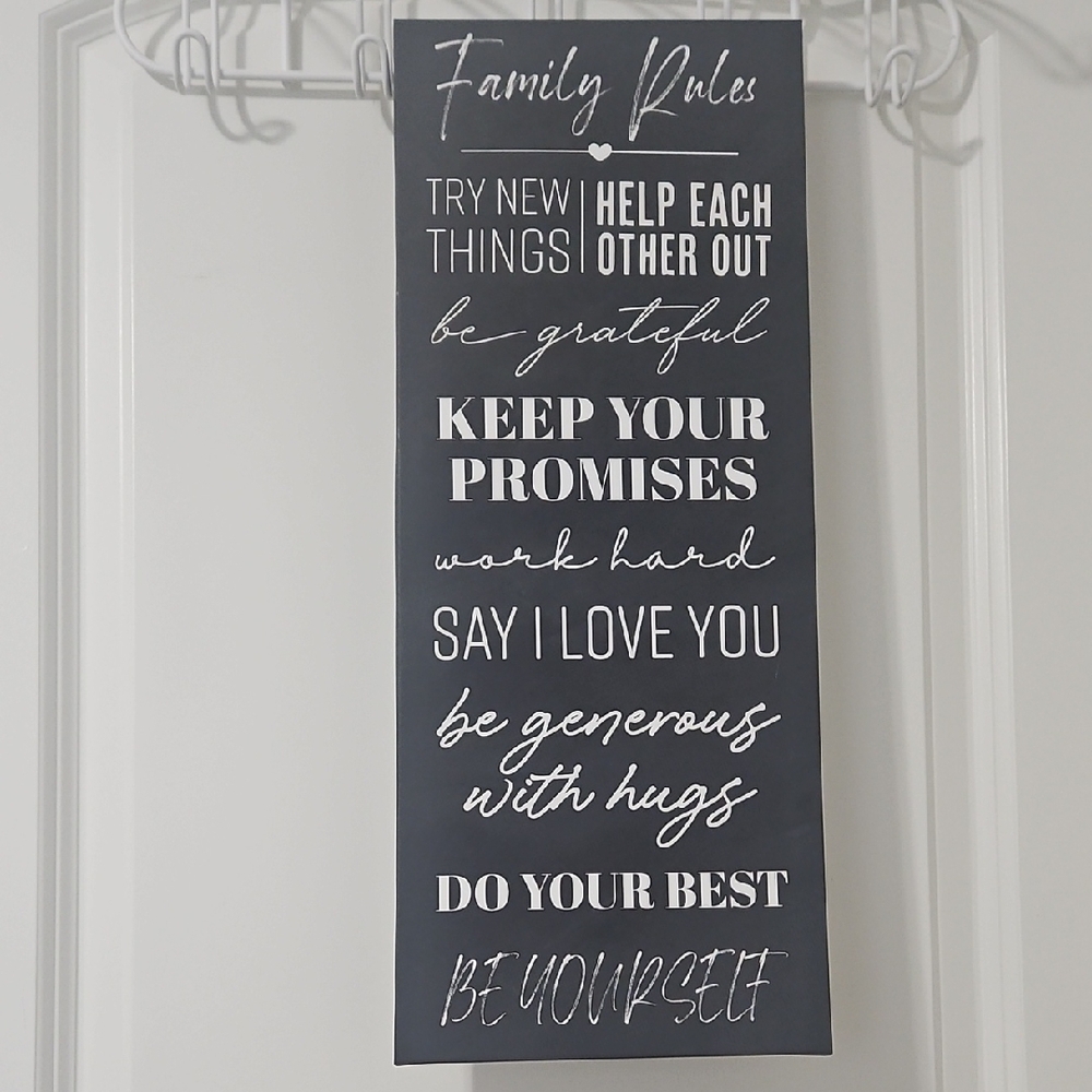 Family Rules Black and White Art Print